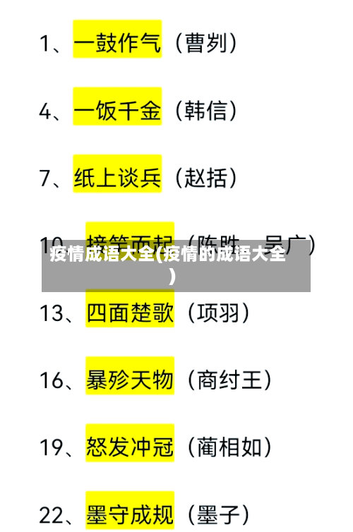 疫情成语大全(疫情的成语大全)